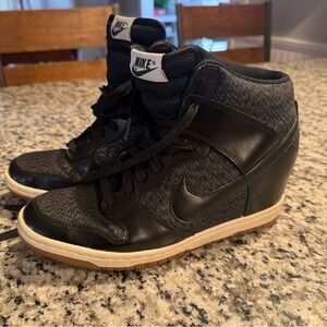 Nike Dunk Sky Hi Essential Hidden Wedge 644877-003 Black White Gum WomenSize 8.5